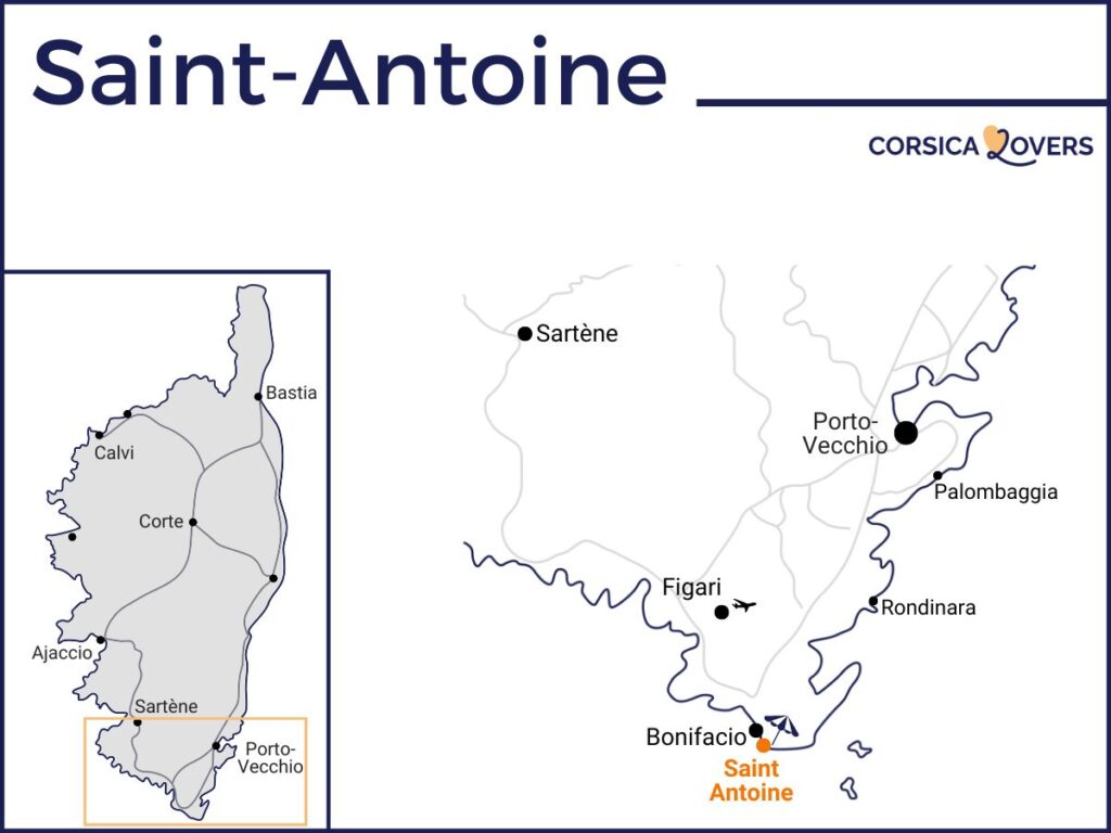 Karte Strand Saint Antoine corse bonifacio