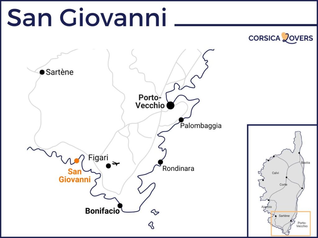 Kaart van San Giovanni strand bonifacio