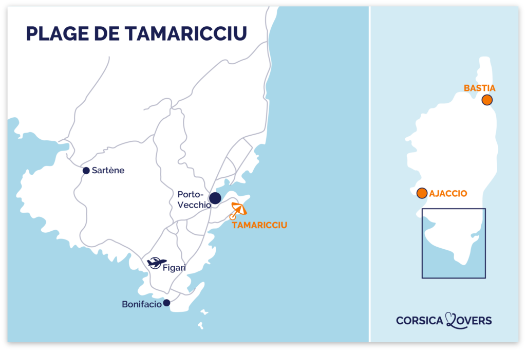 Mapa de la playa de Tamaricciu