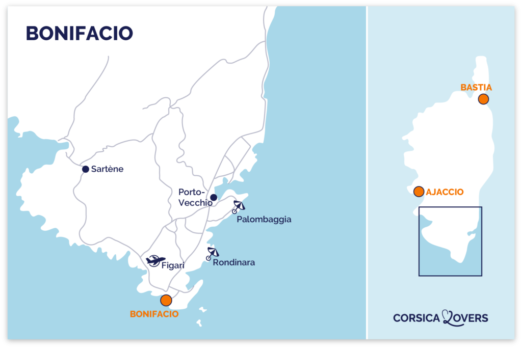 Kaart Bonifacio Corsica
