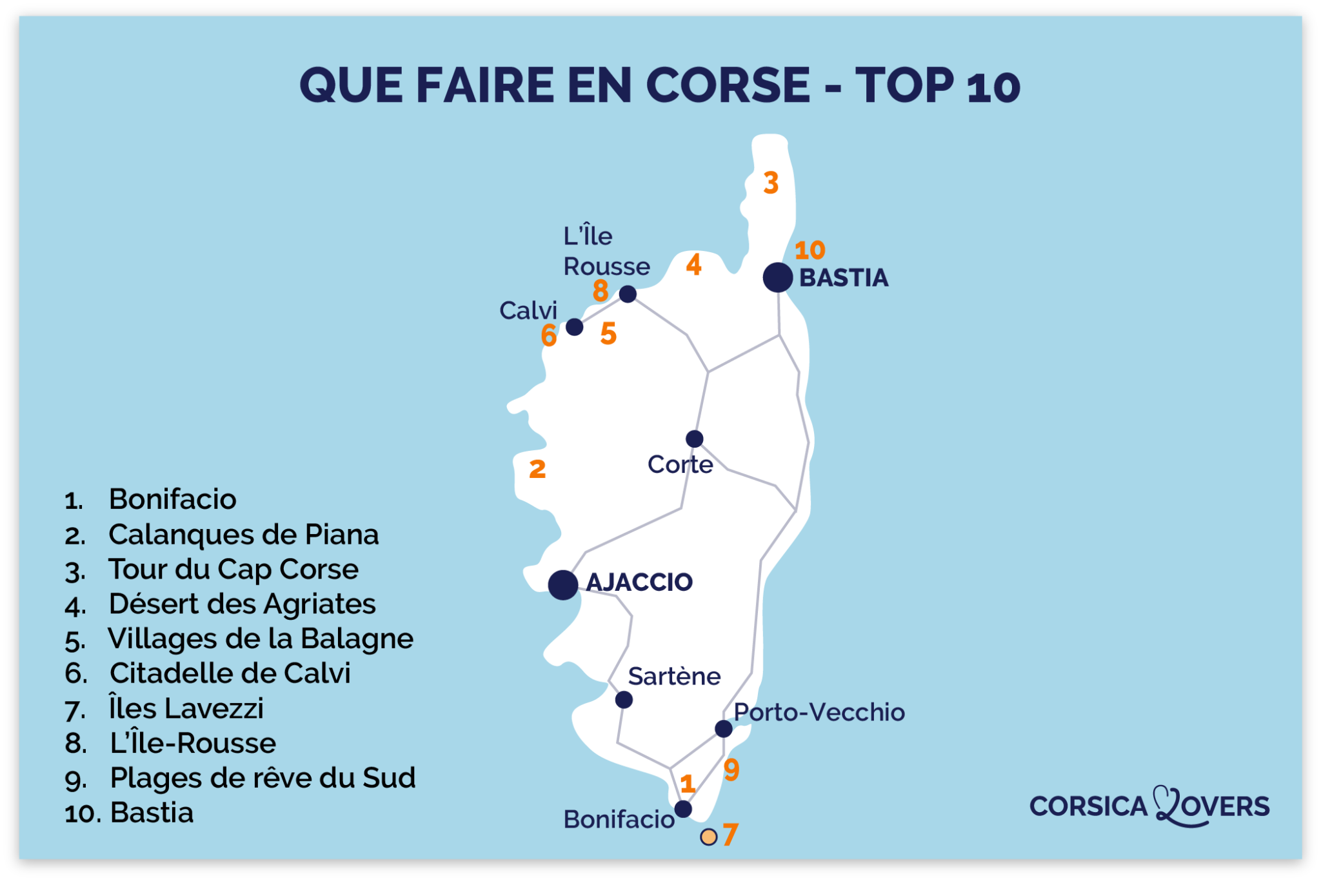 10 Cartes Touristiques De La Corse plages Villages 