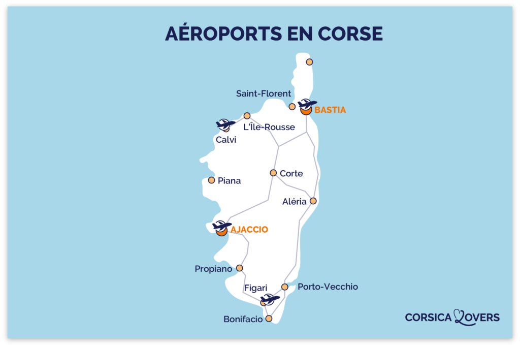 Carte aéoroports Corse