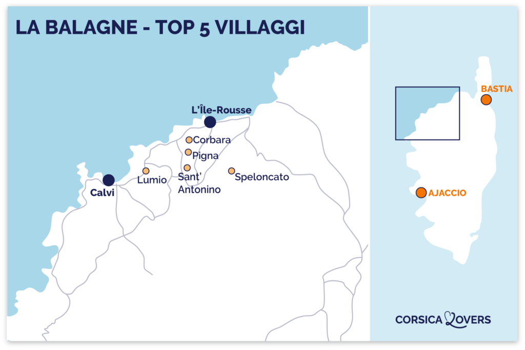 Mappa dei villaggi Balagne Corsica