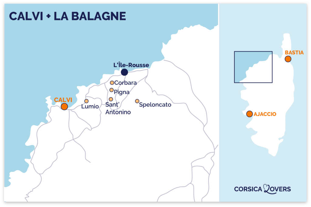 Kaart Calvi Balagne Corsica