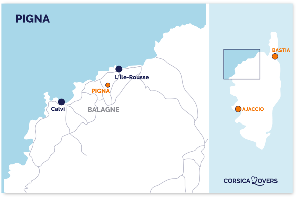 kaart Pigna Balagne Corsica