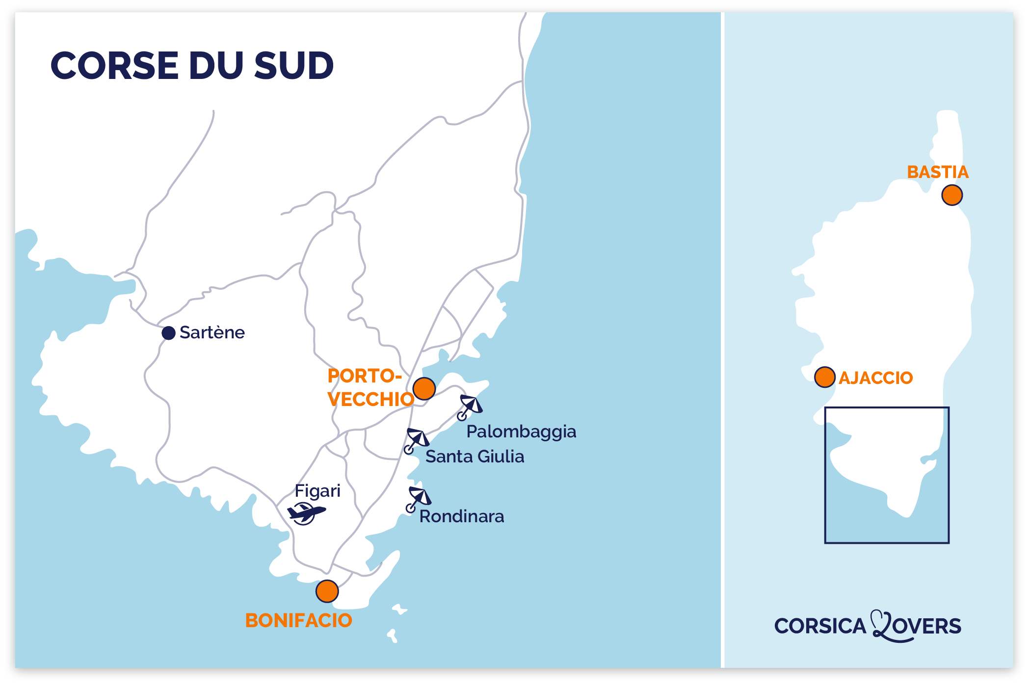 Carte Corse Sud Bonifacio Porto-Vecchio