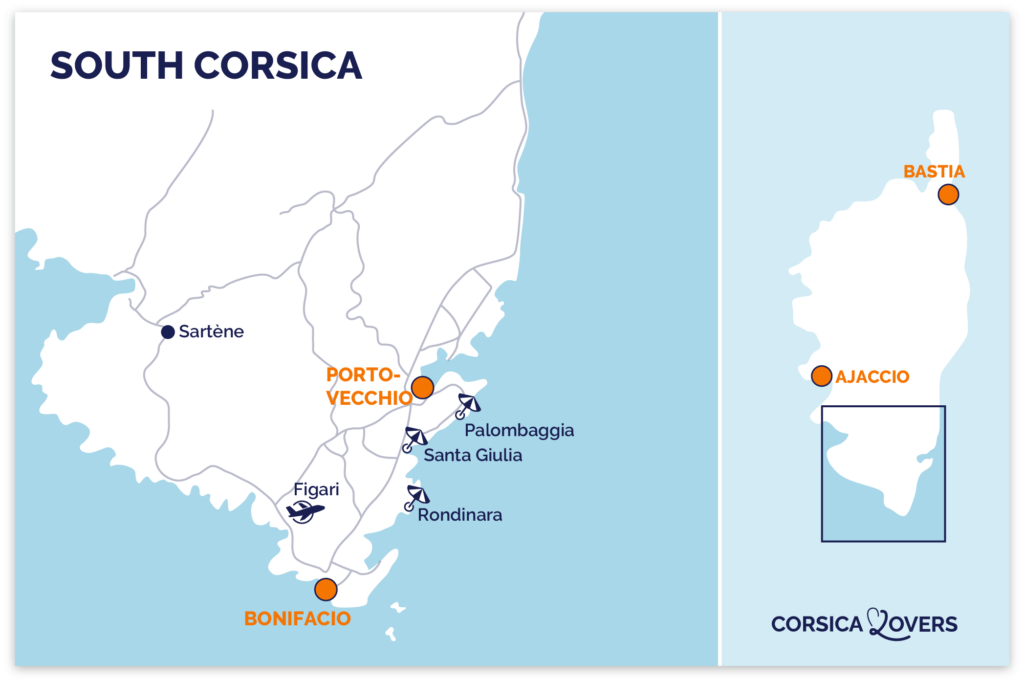 Map South Corsica Bonifacio Porto-Vecchio