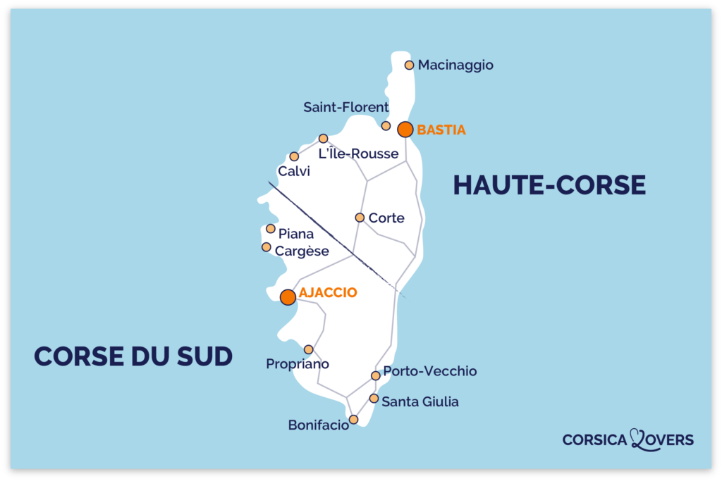 Mappa Nord Sud Corsica