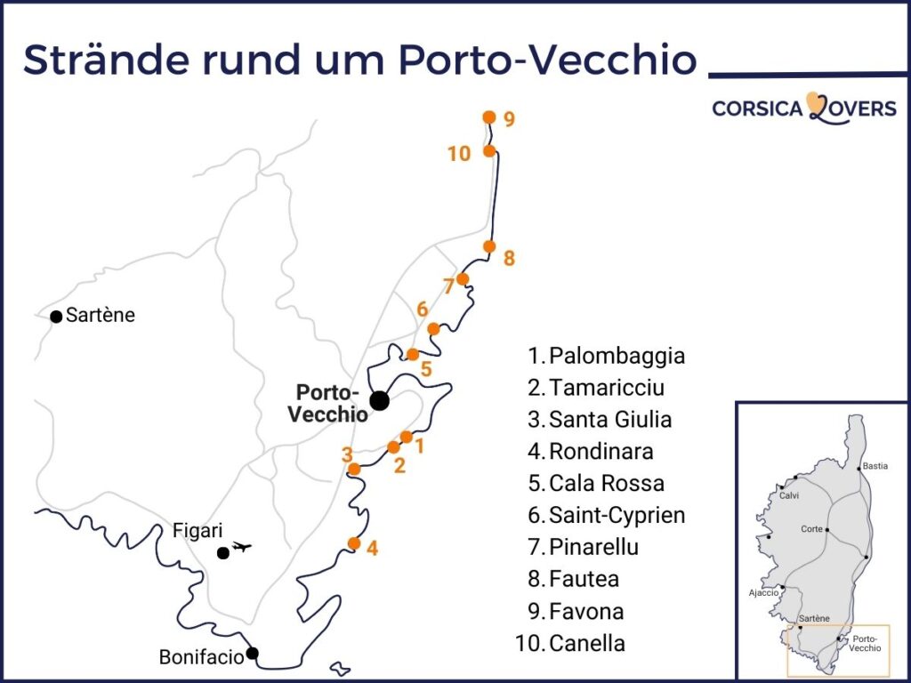Karte Strände Porto-Vecchio