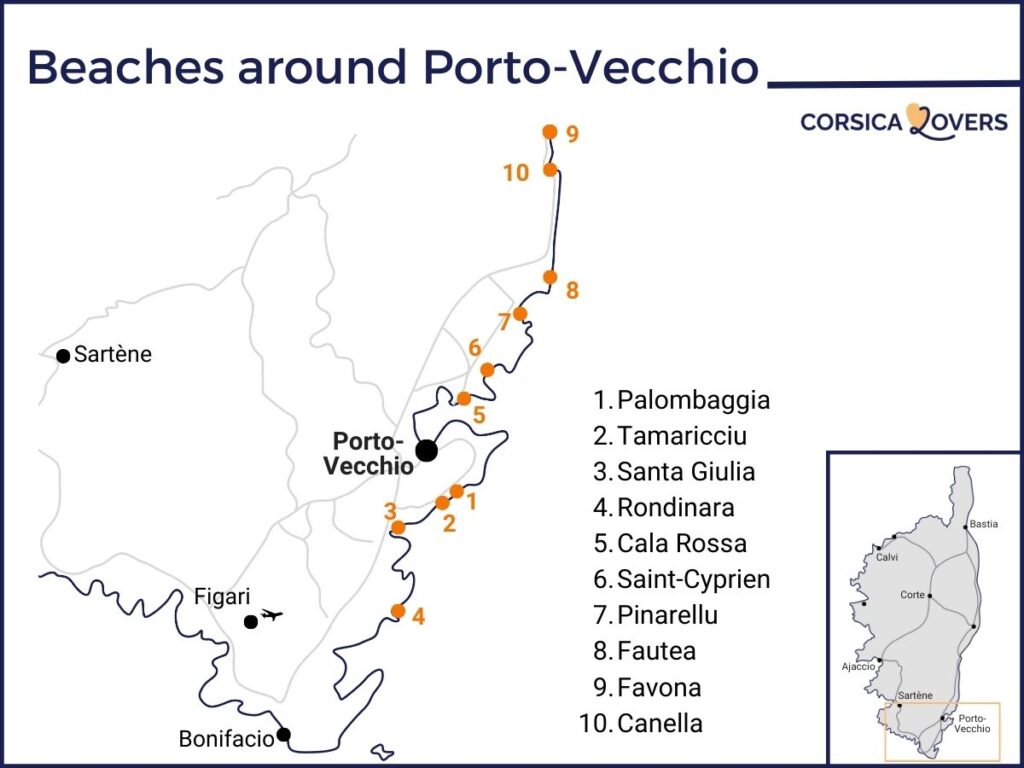 Map of Porto-Vecchio beaches