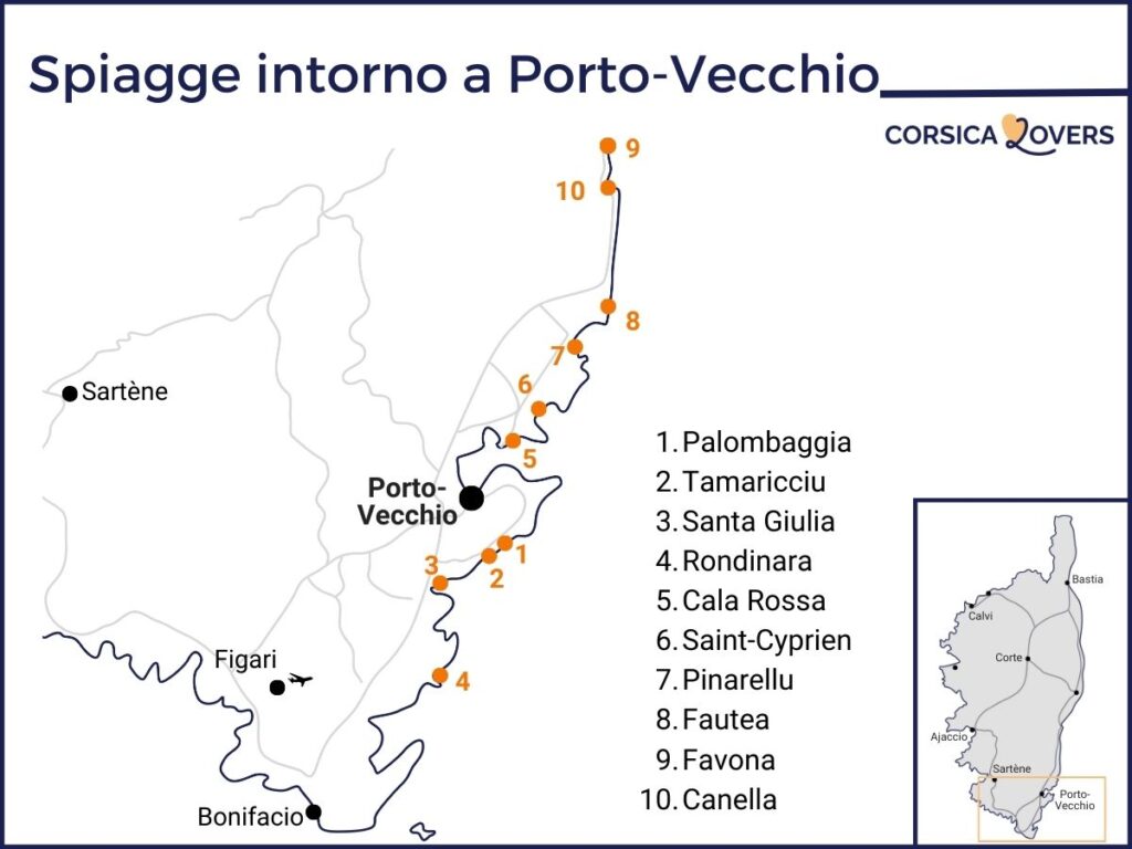Mappa della spiaggia Porto-Vecchio