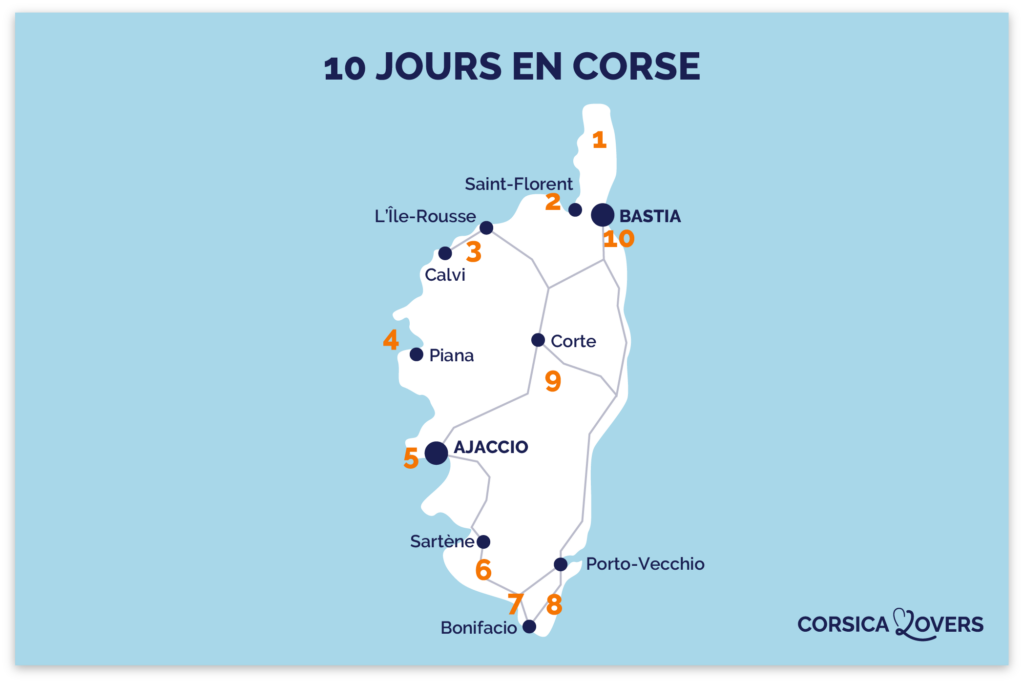 Carte Corse 10 jours itineraire circuit