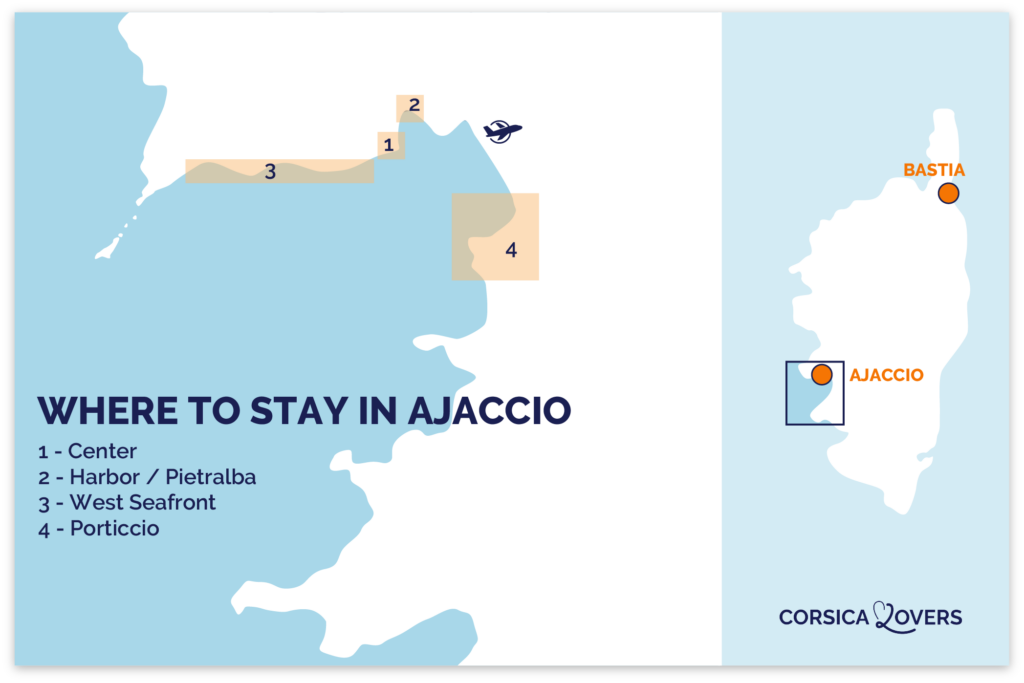 map best areas to stay in Ajaccio