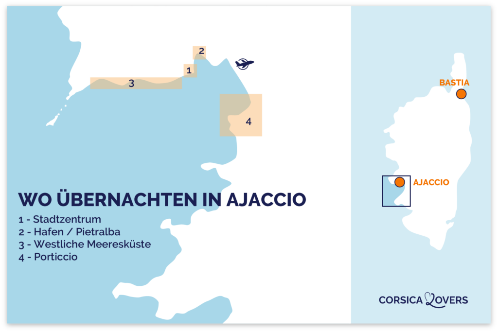 Karte beste Gegend Ajaccio oder Aufenthalt