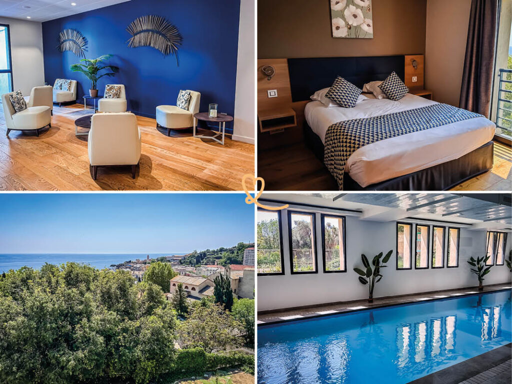 Entdecken Sie unsere Meinung und zahlreiche Fotos des Hotels Le Bastia in den Höhen der Stadt, ein natürlicher Zwischenstopp in der Stadt auf Korsika!