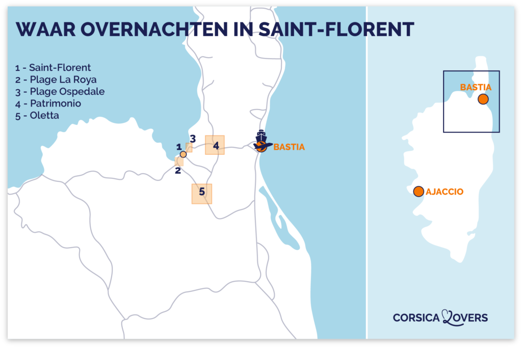 Kaart van de beste plekken om te verblijven in Saint Florent