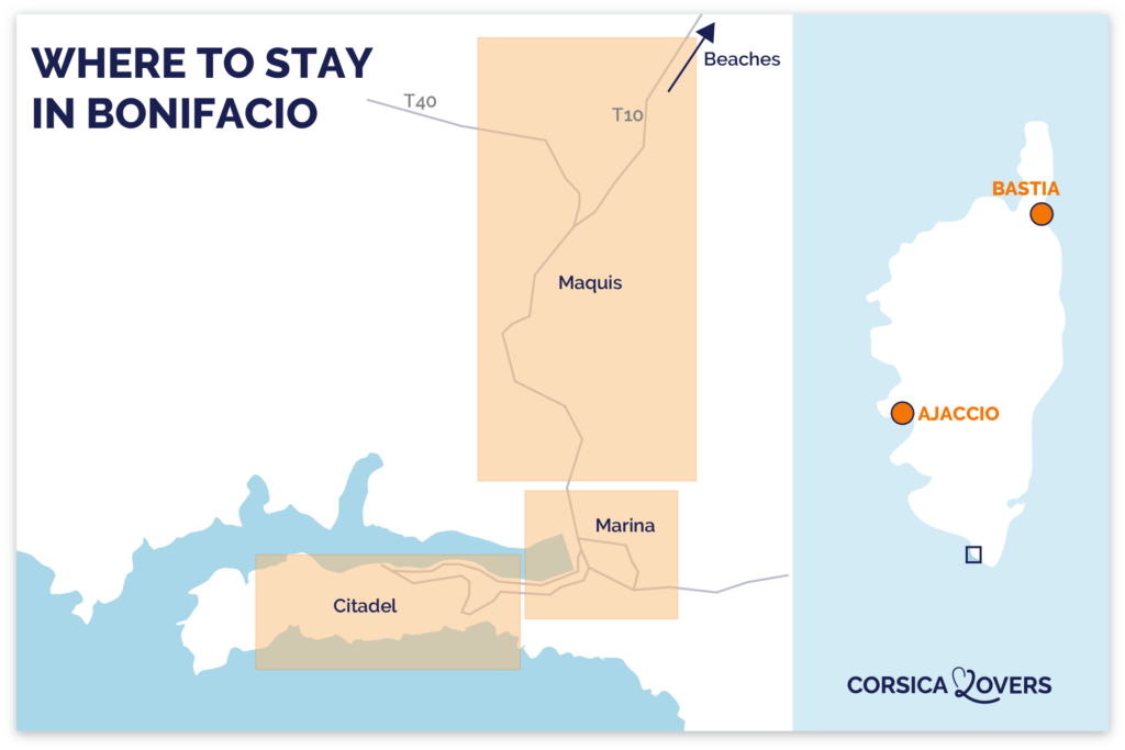 map of the best places to stay in Bonifacio