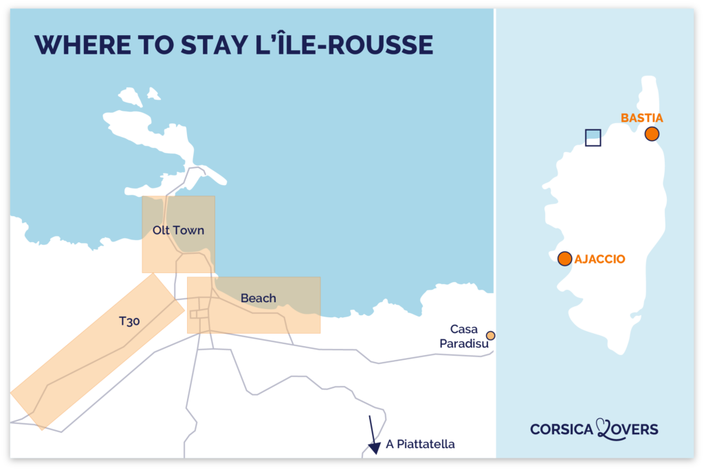 map of the best places to stay in ile rousse