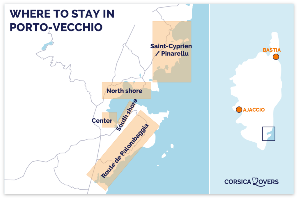 map of the best places to stay in Porto Vecchio