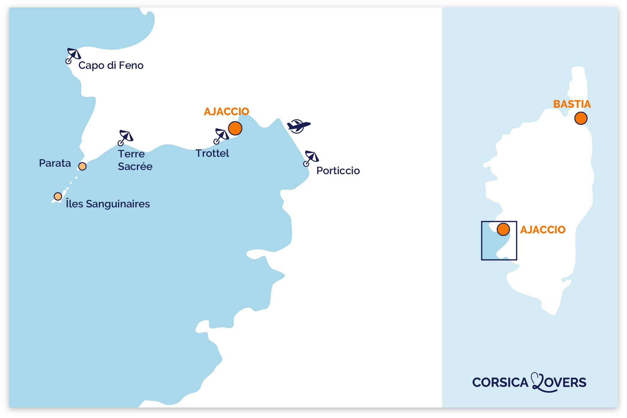 Karte Was tun Ajaccio Korsika besuchen sehen