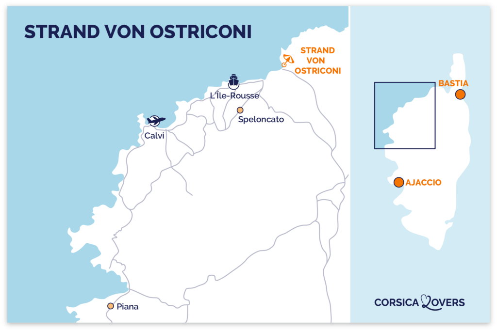 Entdecken Sie unsere Karte des Ostriconi-Strandes in der Balagne!