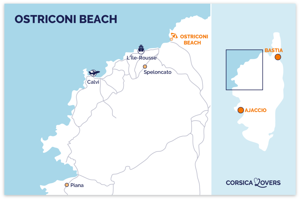 Discover our map of the Ostriconi beach in Balagne!