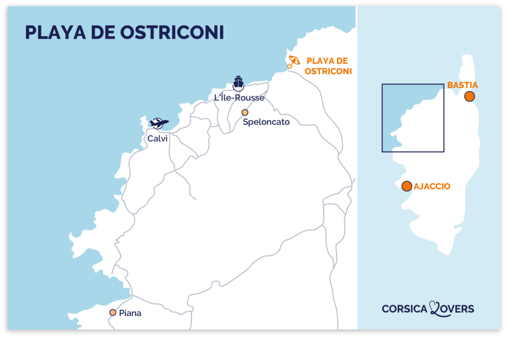 ¡Descubra nuestro mapa de la playa de Ostriconi en Balagne!