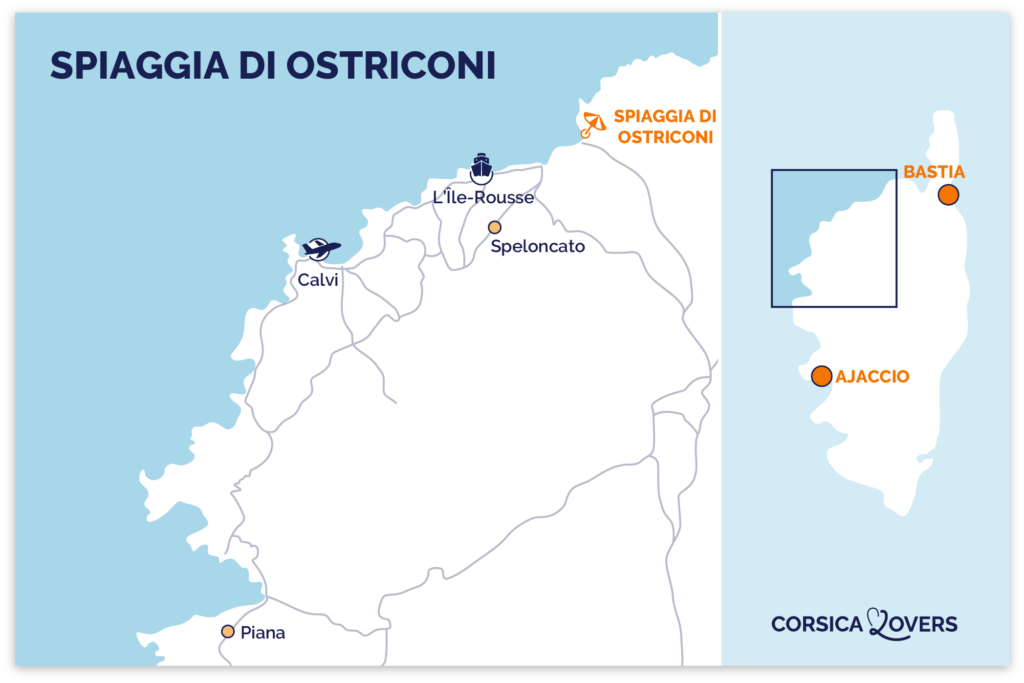 Scopra la nostra mappa della spiaggia Ostriconi a Balagne!