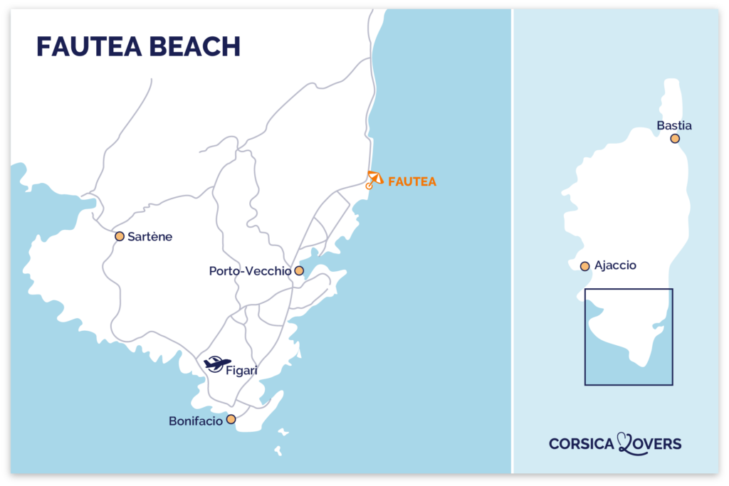 Discover our map of Fautea Beach in Corse-du-Sud!