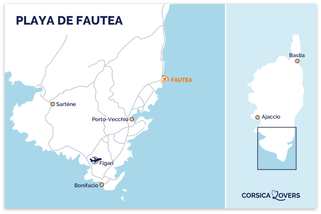 ¡Descubra nuestro mapa de la Plage de Fautea en Corse-du-Sud!