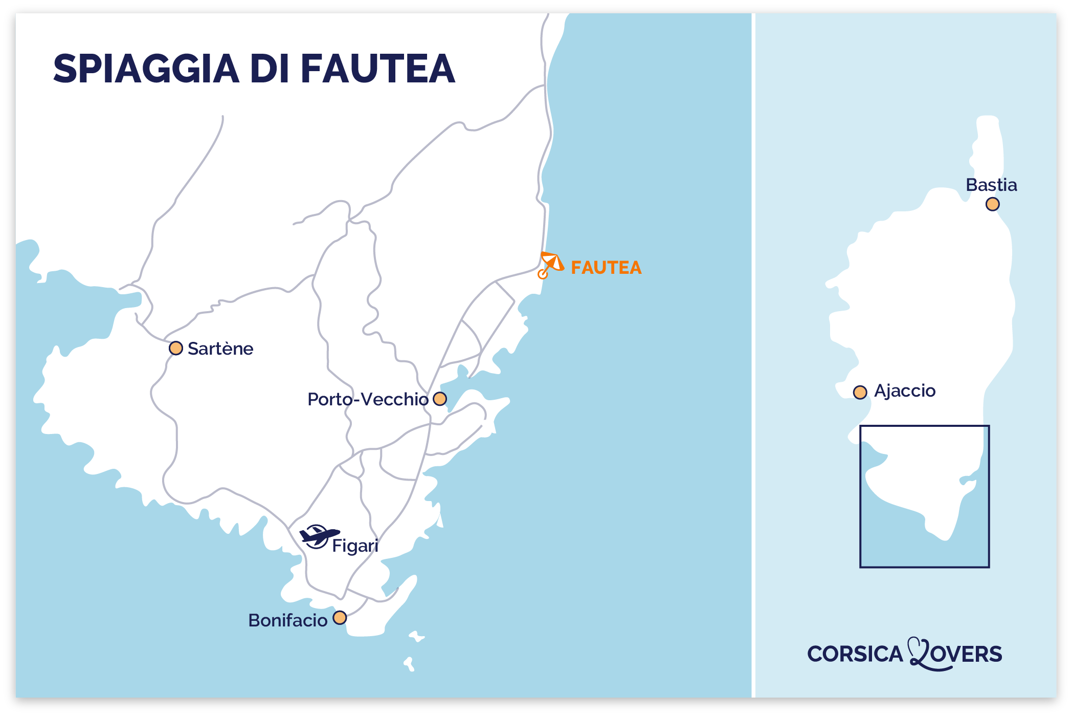 Scopra la nostra mappa della Plage de Fautea in Corse-du-Sud!