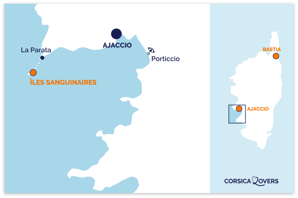 Mapa de las Islas Sanguinarias de Córcega