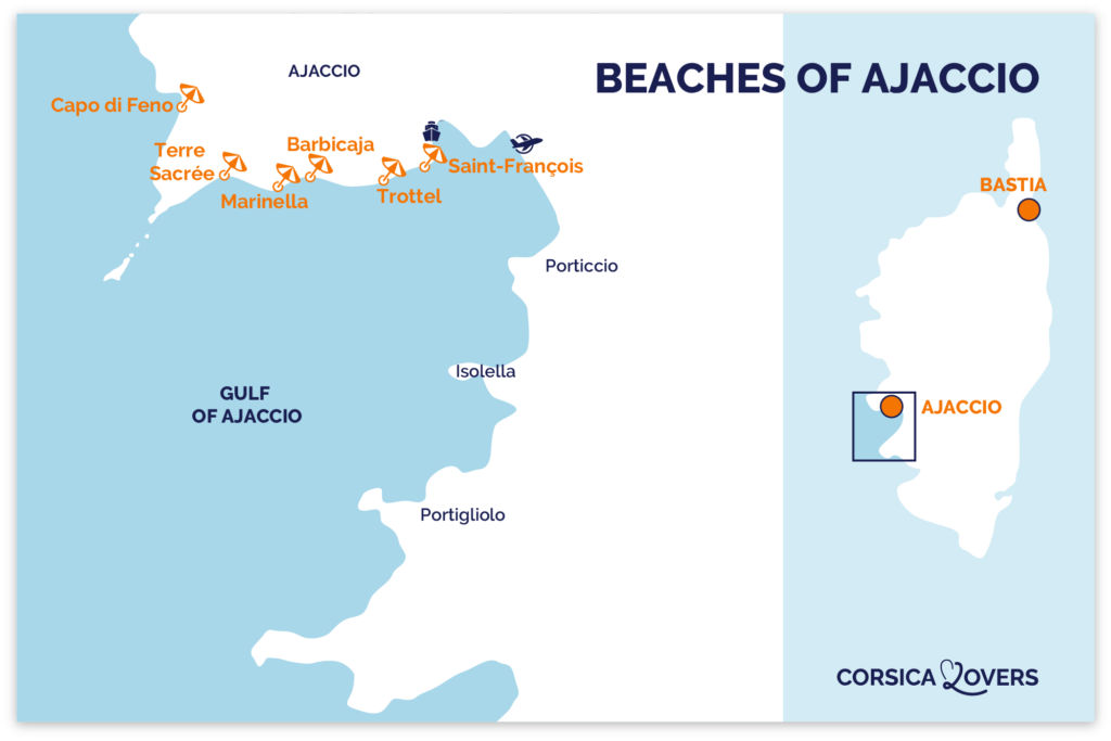map most beautiful beaches ajaccio best