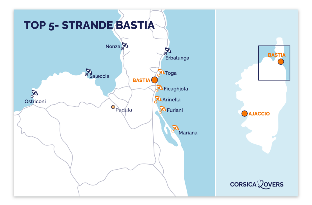 Die schönsten Strände in und um Bastia